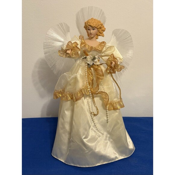 Angel Fiber Optic Tree Top Table Piece Porcelain Color Changing 14” Christmas - Picture 3 of 15